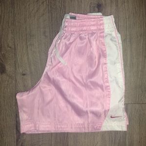 Girls Nike Athletic Soccer Pink & White Shorts Sz Large